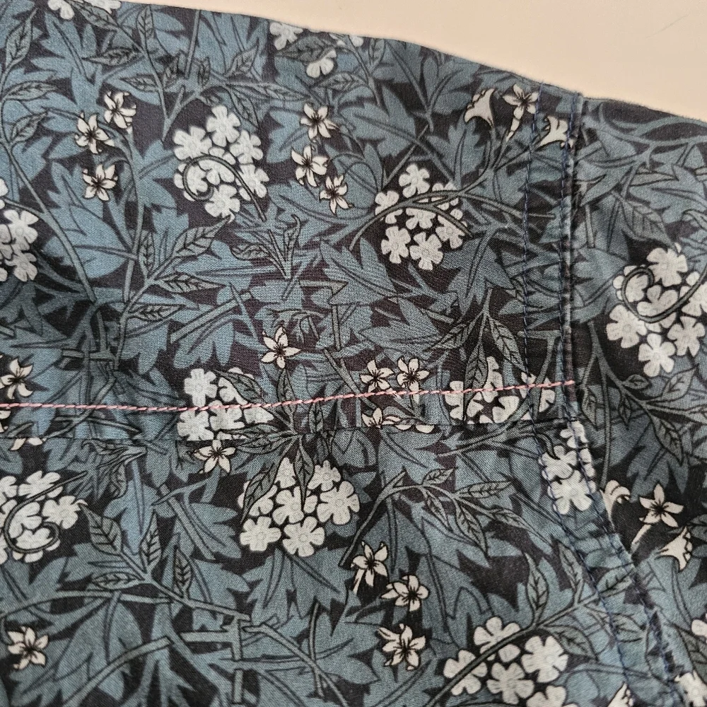Descendant of Thieves Men's Button Up Short Sleeve Shirt‎ Blue Floral Cotton 2XL